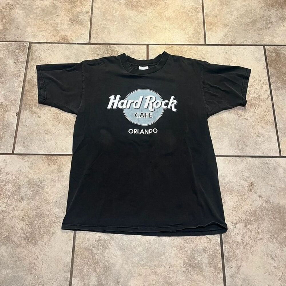 Vintage 90s Hard Rock Cafe Orlando Black T-Shirt Classic Logo Tee size M